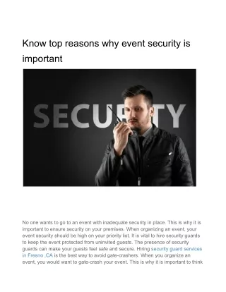 Know top reasons why event security is important