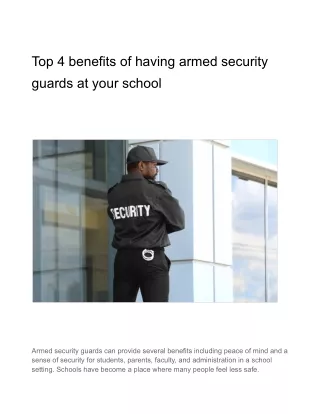 Top 4 benefits of having armed security guards at your school