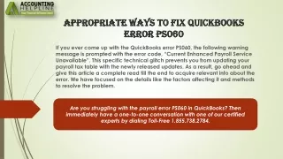 The best ever method to fix QuickBooks Error PS060