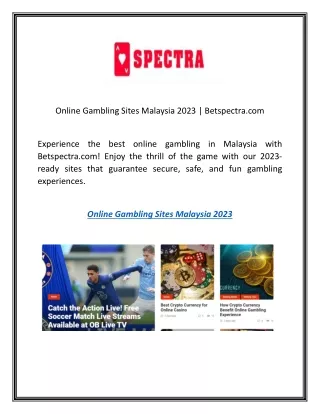 Online Gambling Sites Malaysia 2023