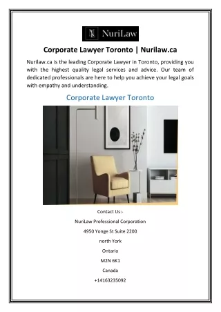 Corporate Lawyer Toronto | Nurilaw.ca