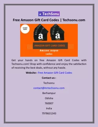 Free Amazon Gift Card Codes  Techsonu