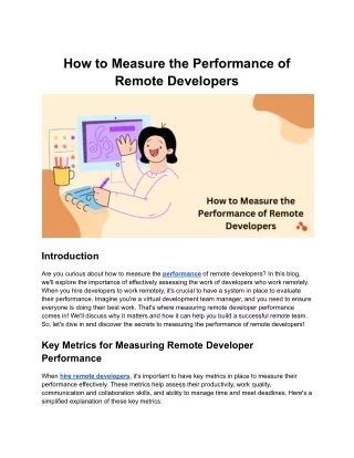 How to Measure the Performance of Remote Developers