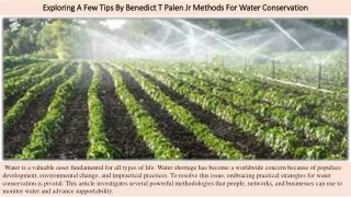 Exploring A Few Tips By Benedict T Palen Jr Methods For Water Conservation