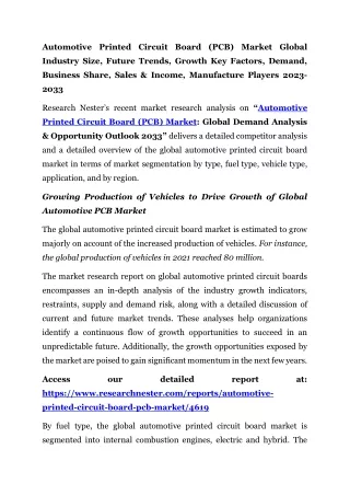 Automotive Printed Circuit Board (PCB) Market | 2023-2033
