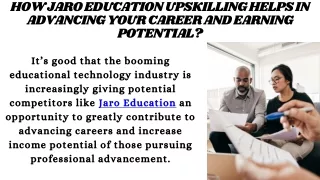 How Jaro Education Upskilling helps in advancing your career and earning potential