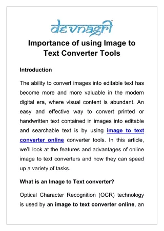 Importance of using Image to Text Converter Tools