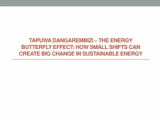 Tapuwa Dangarembizi – The Energy Butterfly Effect How Small Shifts Can Create Big Change in Sustainable Energy