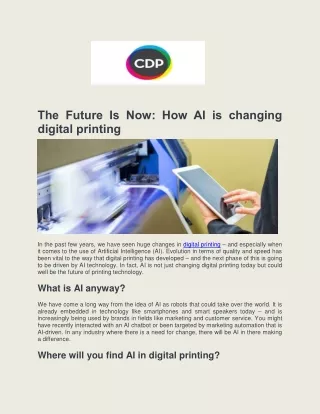The Future Is Now How AI is changing digital printing