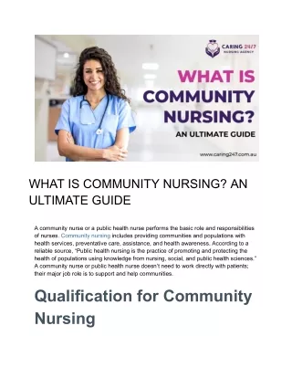 All You Need to Know About Community Nursing: An Ultimate Handbook