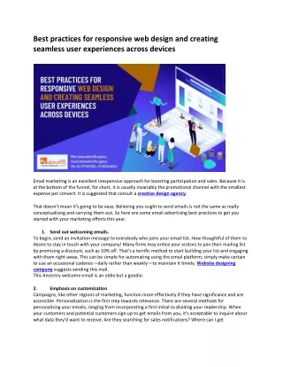 Best practices for responsive web design and creating seamless user experiences across devices