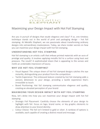 Maximizing Your Design Impact with Hot Foil Stamping - Metallic Elephant