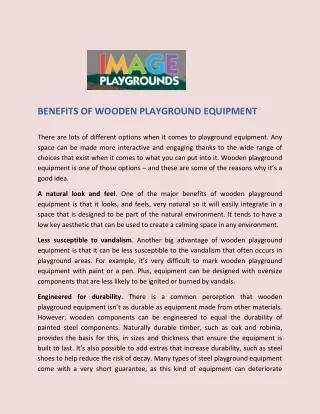 Benefits of wooden playground Equipment - Image Playgrounds