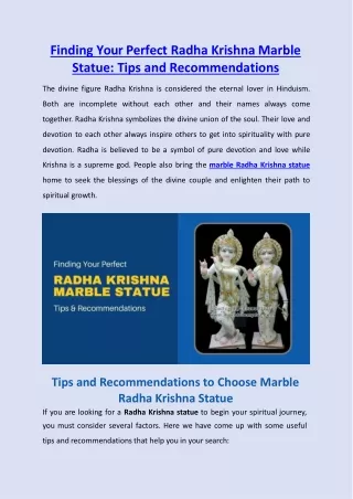 Finding Your Perfect Radha Krishna Marble Statue: Tips and Recommendations