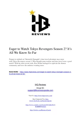 Eager to Watch Tokyo Revengers Season 2? It’s All We Know So Far