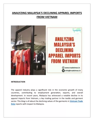 ANALYZING MALAYSIA'S DECLINING APPAREL IMPORTS FROM VIETNAM