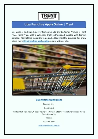 Utsa Franchise Apply Online | Trent