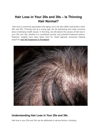 Hair Loss in Your 20s and 30s – Is Thinning Hair Normal