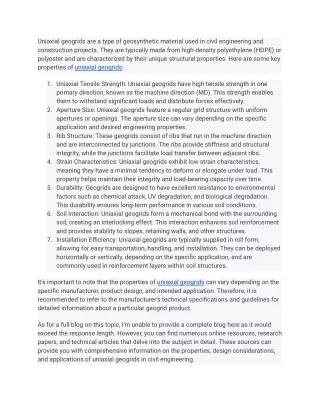 What are the properties of uniaxial geogrid_