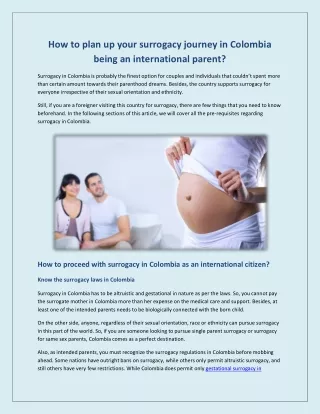 How to plan up your surrogacy journey in Colombia being an international parent