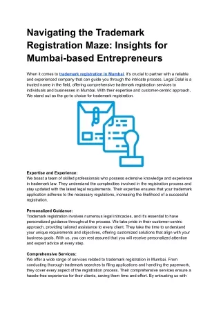 Navigating the Trademark Registration Maze: Insights for Mumbai-based Entrepreneurs