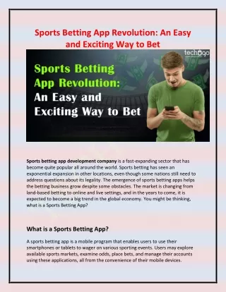 Sports Betting App Revolution An Easy and Exciting Way to Bet