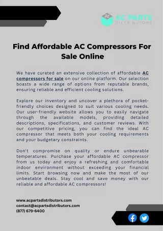 Find Affordable AC Compressors for Sale Online