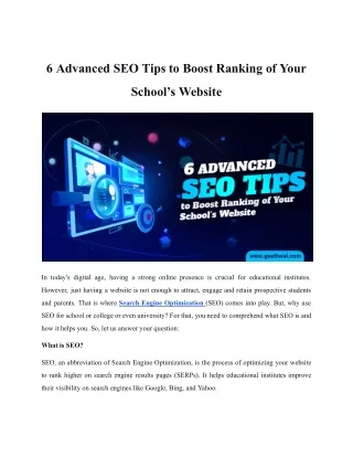 6 Advanced SEO Tips to Boost Ranking of Your School’s Website