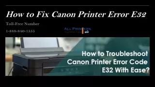 How to Fix Canon Printer Error E32