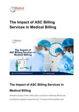 The Impact of ASC Billing Services in Medical Billing