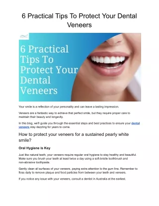 6 Practical Tips To Protect Your Dental Veeners