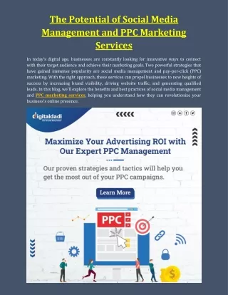 The Potential of Social Media Management and PPC Marketing Services