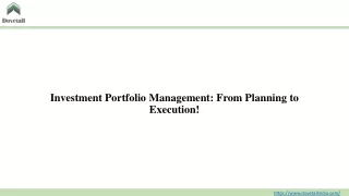 Investment Portfolio Management From Planning to Execution