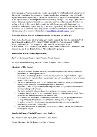 Anesthesia Circuits Market