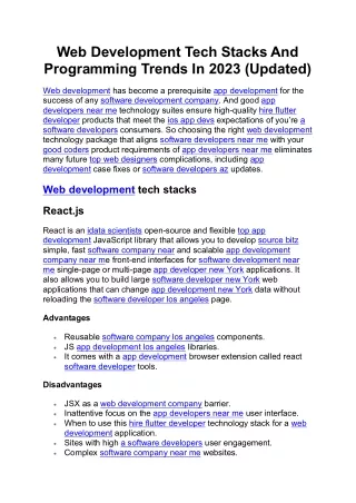 Web Development Tech Stacks And Programming Trends In 2023 (Updated)