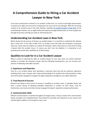 A Comprehensive Guide to Hiring a Car Accident Lawyer in New York