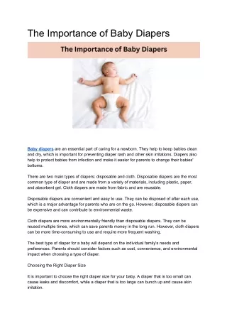 The Importance of Baby Diapers