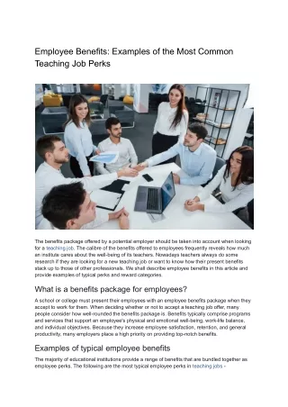 Employee Benefits Common Teaching Job Perks