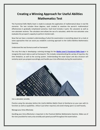 Creating a Winning Approach for Useful Abilities Mathematics Test