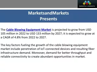 Cable Blowing Equipment Market Analysis: Size, Share, and Forecast 2027