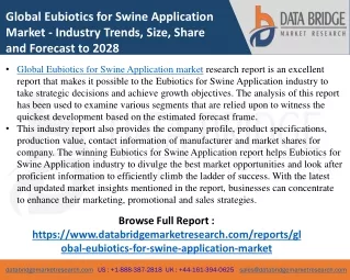 Eubiotics for Swine Application - Agricultural & Animal feed