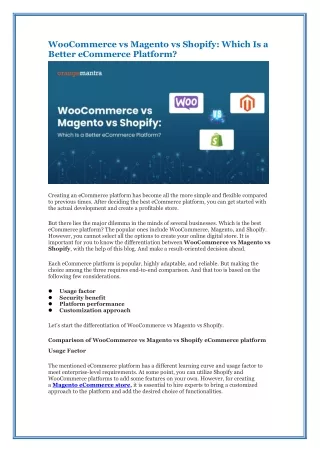 WooCommerce vs Magento vs Shopify