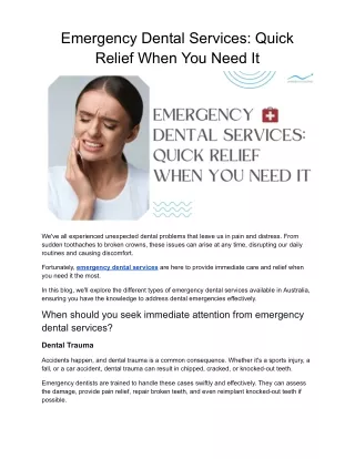 Emergency Dental Services_ Quick Relief When You Need It