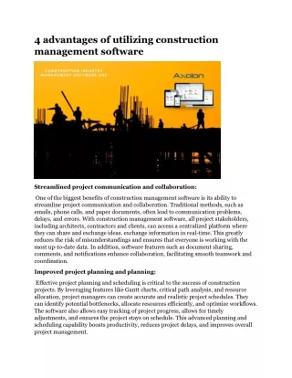 4 advantages of utilizing construction management software