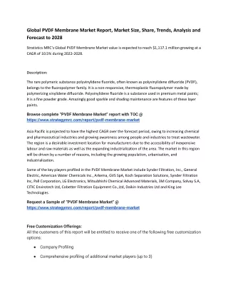 Global PVDF Membrane Market Report, Market Size, Share, Trends, Analysis
