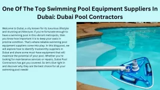One Of The Top Swimming Pool Equipment Suppliers In Dubai Dubai Pool Contractors