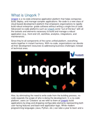 Unqork Online Training | Unqork Online Training Institute