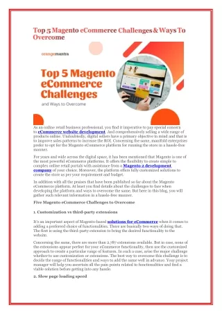 Top 5 Magento eCommerce Challenges