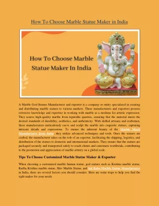 How To Choose Marble Statue Maker in India