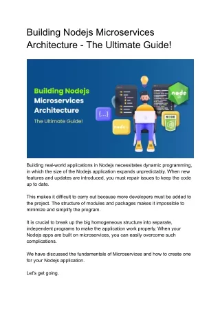 Node.js Microservices Building Scalable and Reliable Applications